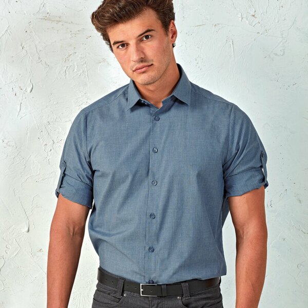 Poplin cross-dye roll sleeve shirt Thumbnail