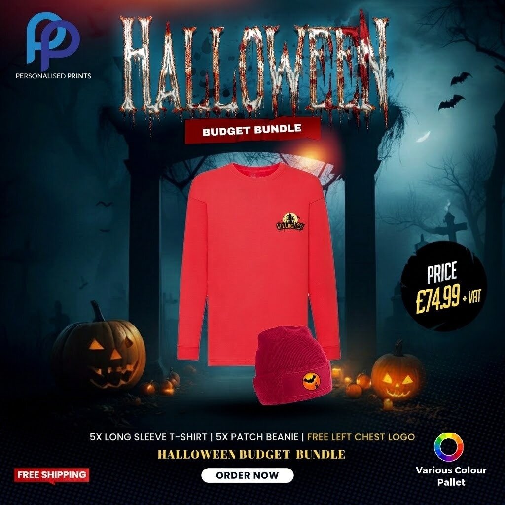 Halloween Bundle of 10X T-Shirt & Patch Beanie