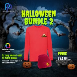 Halloween Bundle of 10X T-Shirt & Patch Beanie + Front Printed Thumbnail