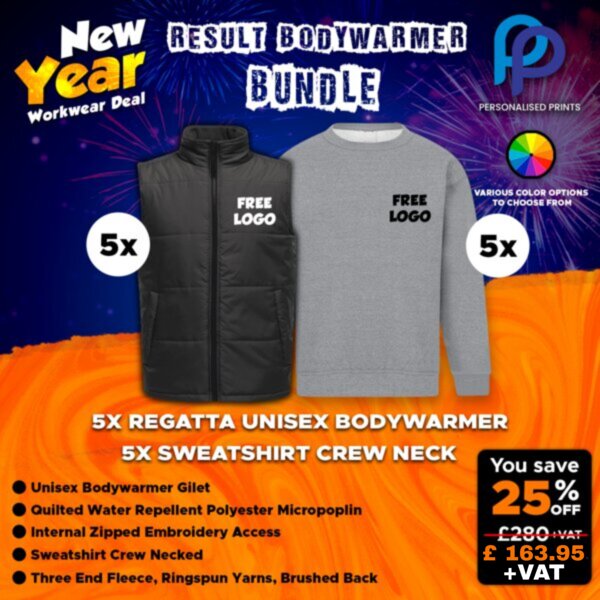 New Year Padded Bodywarmer & Sweatshirts Bundle + Free Left Chest Logo Thumbnail