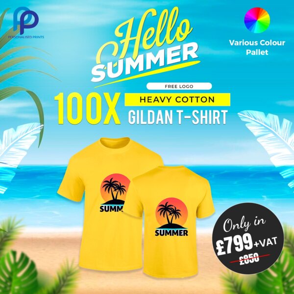 100X Heavy Cotton GILDEN T-Shirts Summer Bundle with Free FRONT & BACK Logo Thumbnail