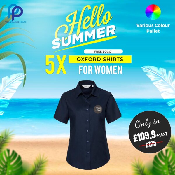 5 Oxford Shirt Short Sleeve Free Left Chest Embroidery / Printing Thumbnail