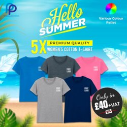 5X Women's Cotton T-Shirt Summer Bundle with Free Left Chest Logo Thumbnail