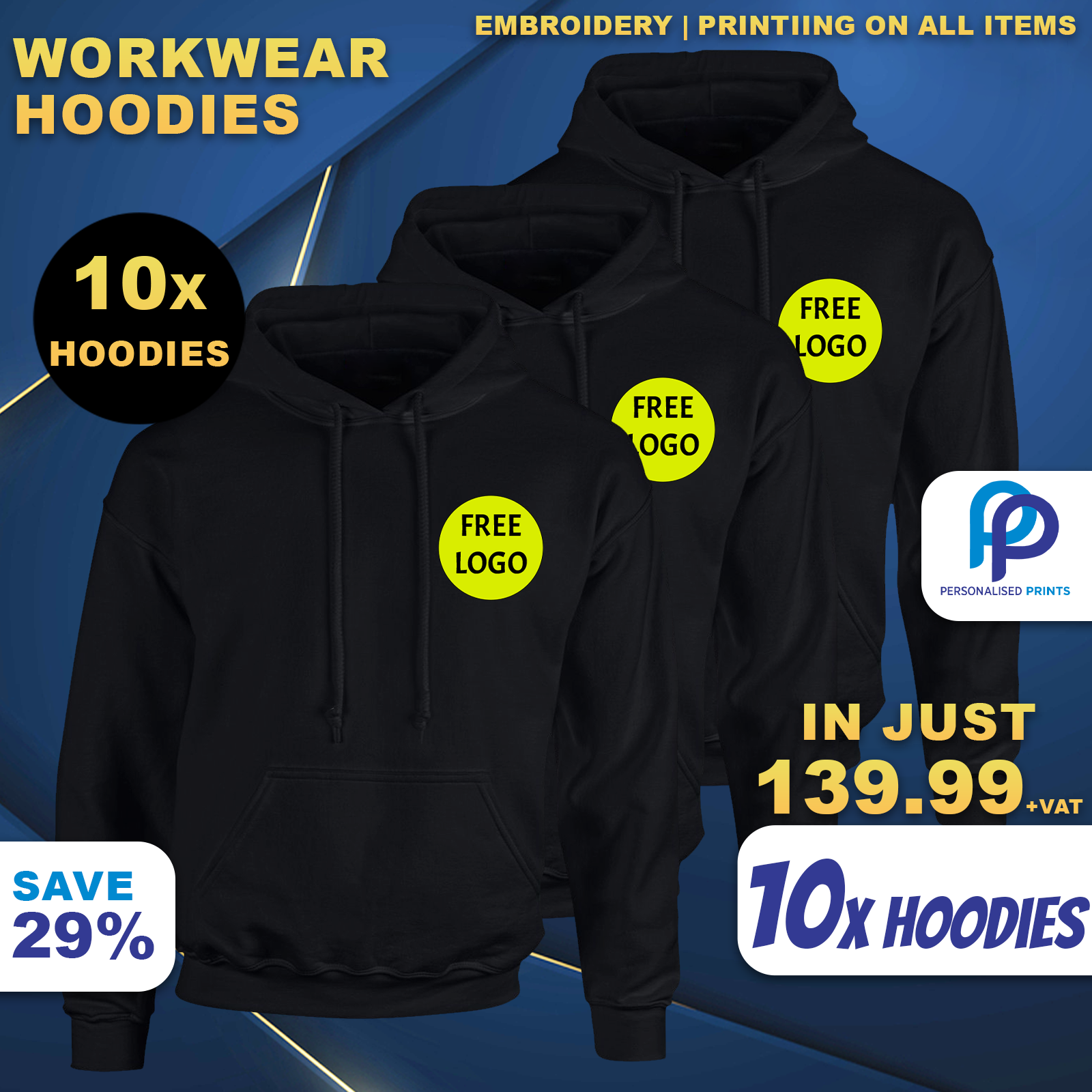 Personalised work hoodies deals